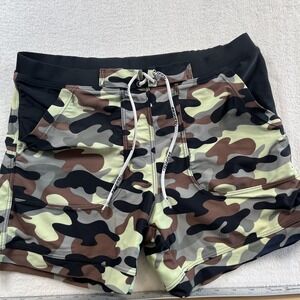 Taddlee Swim Trunks Shorts Mens M Camo Print Stretch Lined Drawstring Pockets